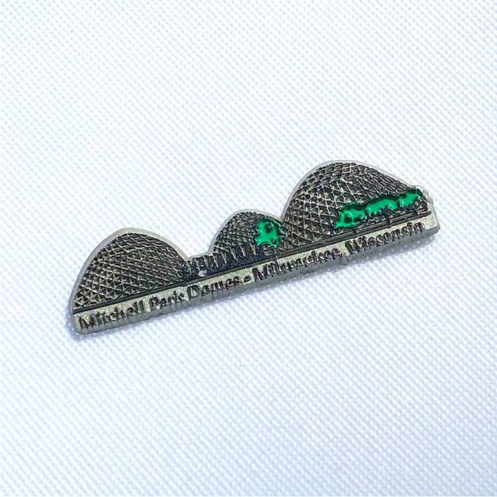 Mitchell Park Domes Souvenir Magnet - Silver and Green